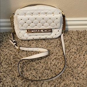 White with gold studded Michael Kors Crossbody